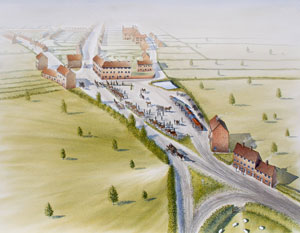 Select to view the a larger watercolour image of Horsefair as it would have been in 1753